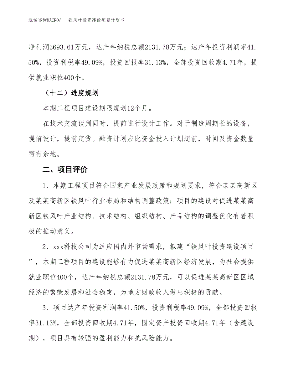 立项铁风叶投资建设项目计划书_第3页