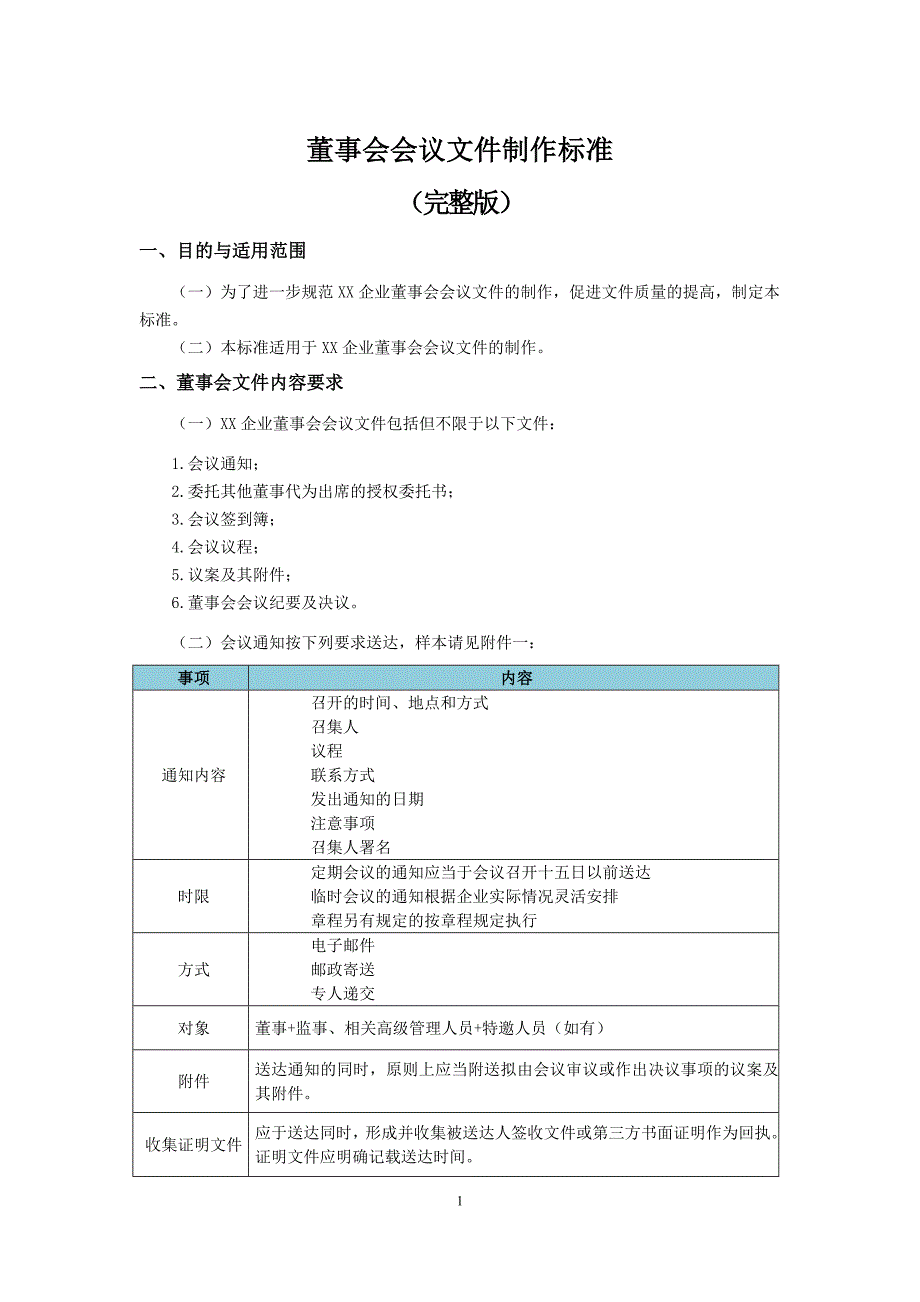 企业董事会会议文件制作标准(完整版)概要_第2页