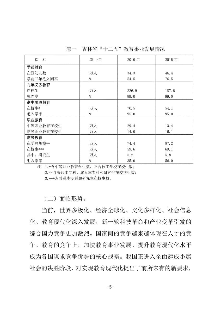 吉林教育事业发展十三五规划_第5页