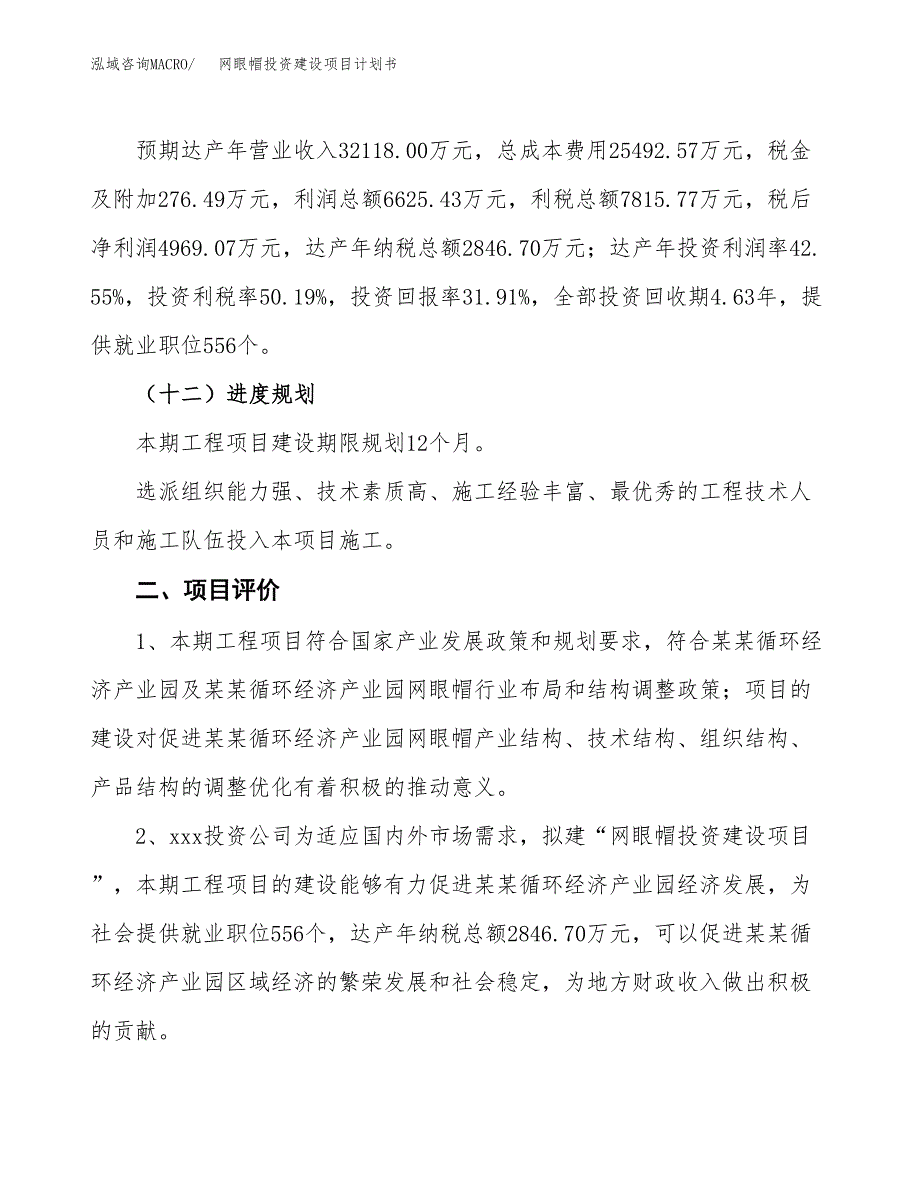 立项网眼帽投资建设项目计划书_第3页