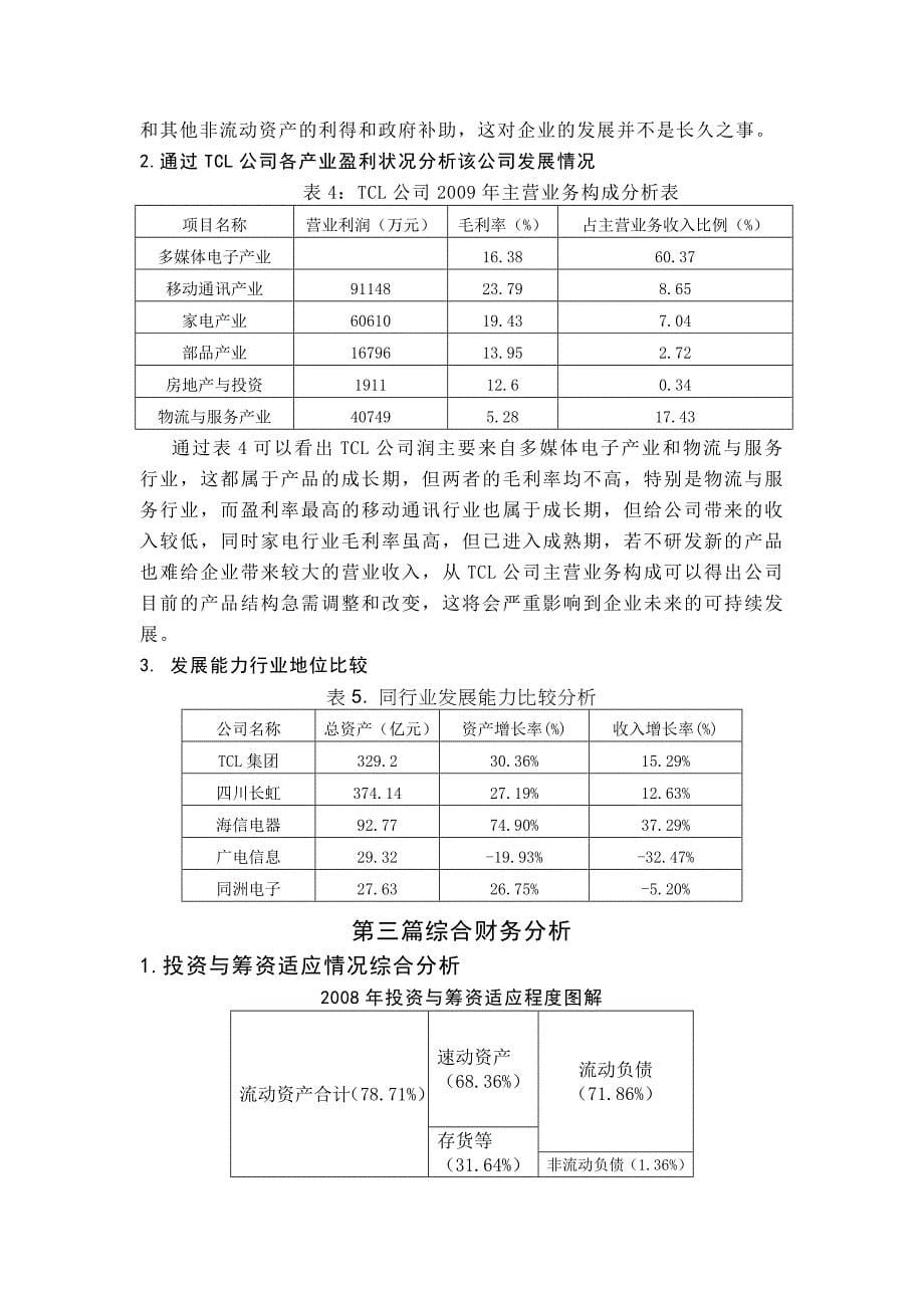 tcl集团公司财务分析报告_第5页