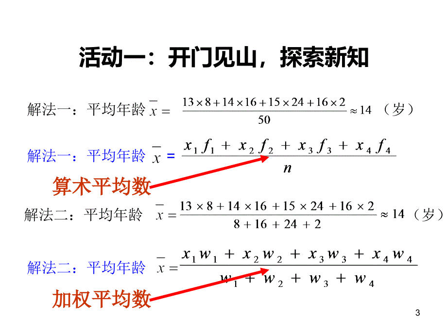 人教版八年级数学下册课件-20.1.1 平均数（第2课时）_第3页