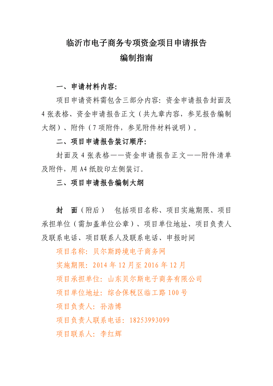 临沂市电子商务专项资金项目申请报告--跨境平台(DOC)_第1页