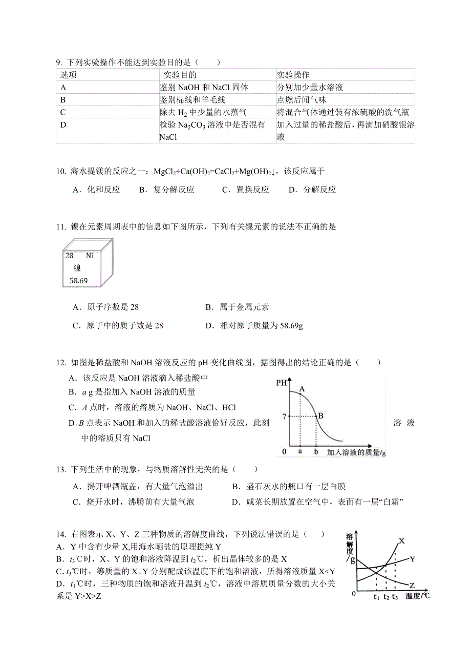 2017年成都化学模拟试卷_第2页