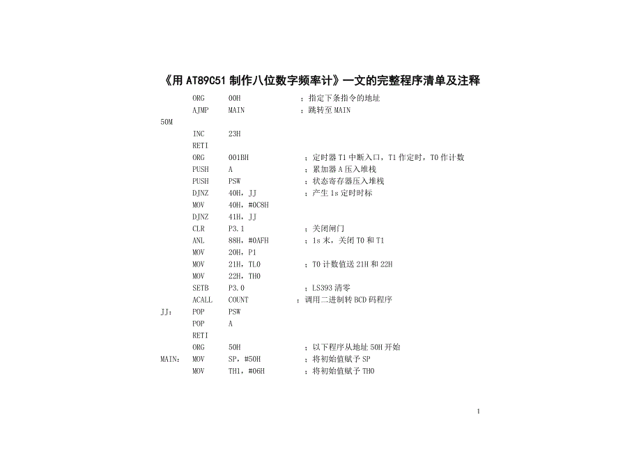 《用AT89C51制作八位数字频率计》源程序(精)_第1页