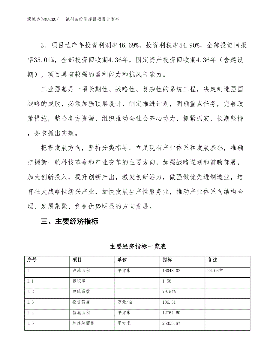 立项试剂架投资建设项目计划书_第4页