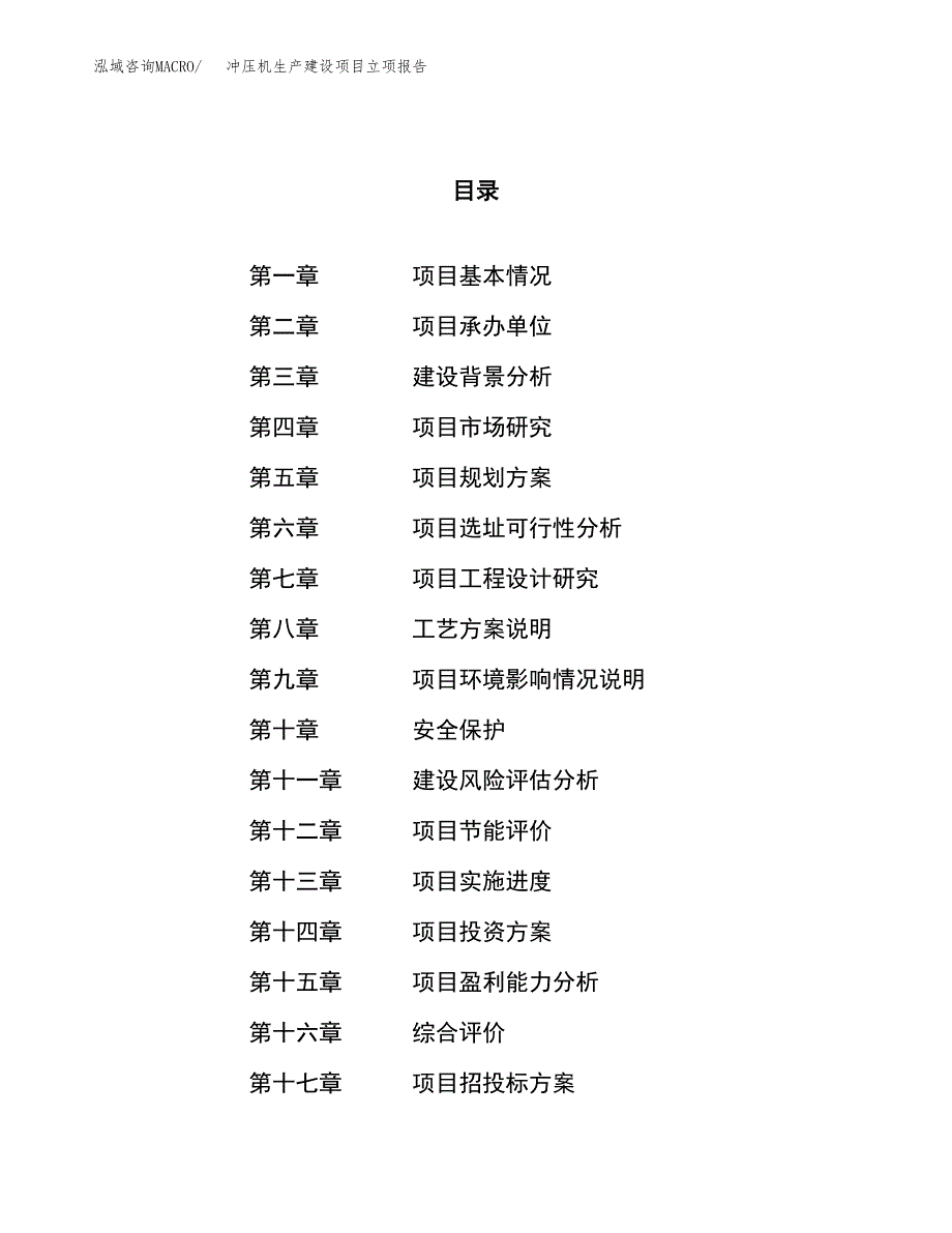 （模板）冲孔机生产建设项目立项报告_第1页