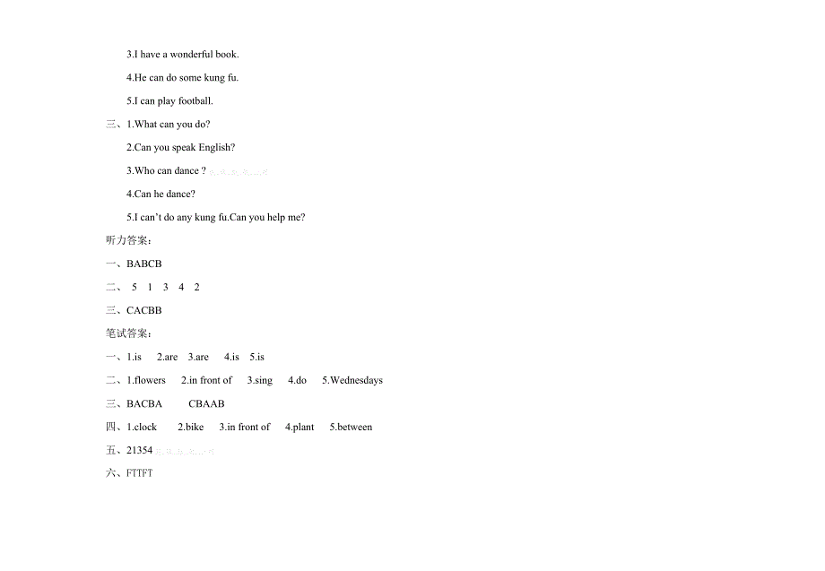 2014-2015第一学期五年级英语第三次月考试卷有答案_第4页