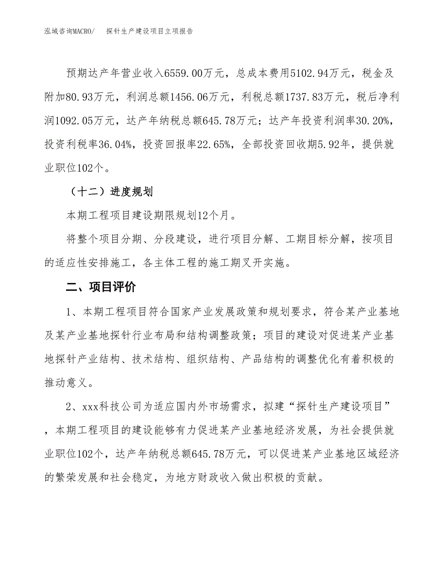 （模板）探针生产建设项目立项报告_第4页