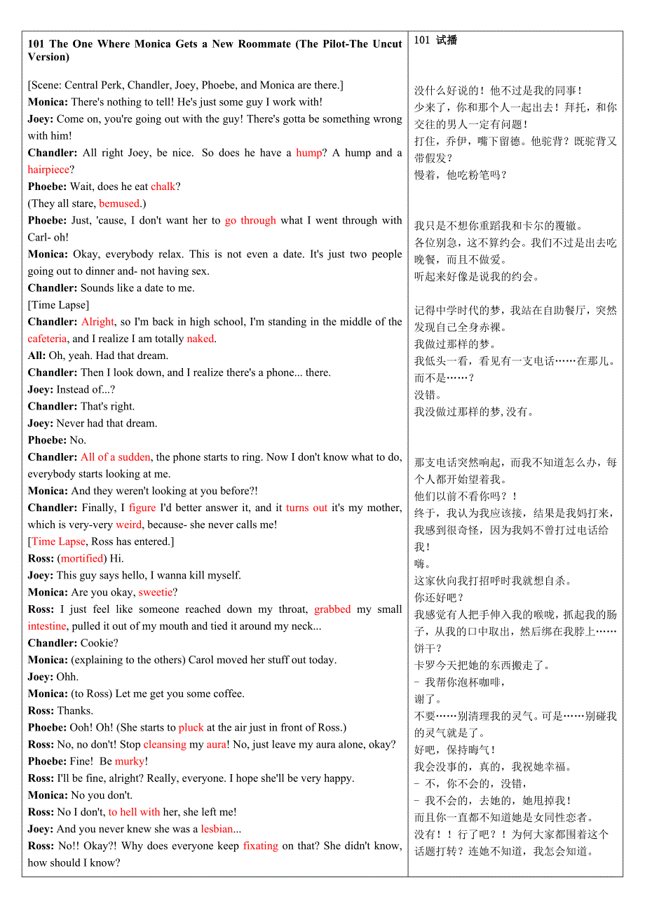 老友记剧本第一季01(中英文对照)_第1页