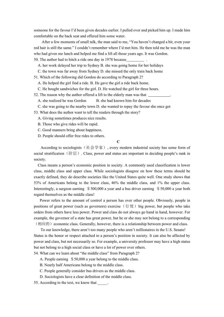 2013陕西高考--英语_第5页