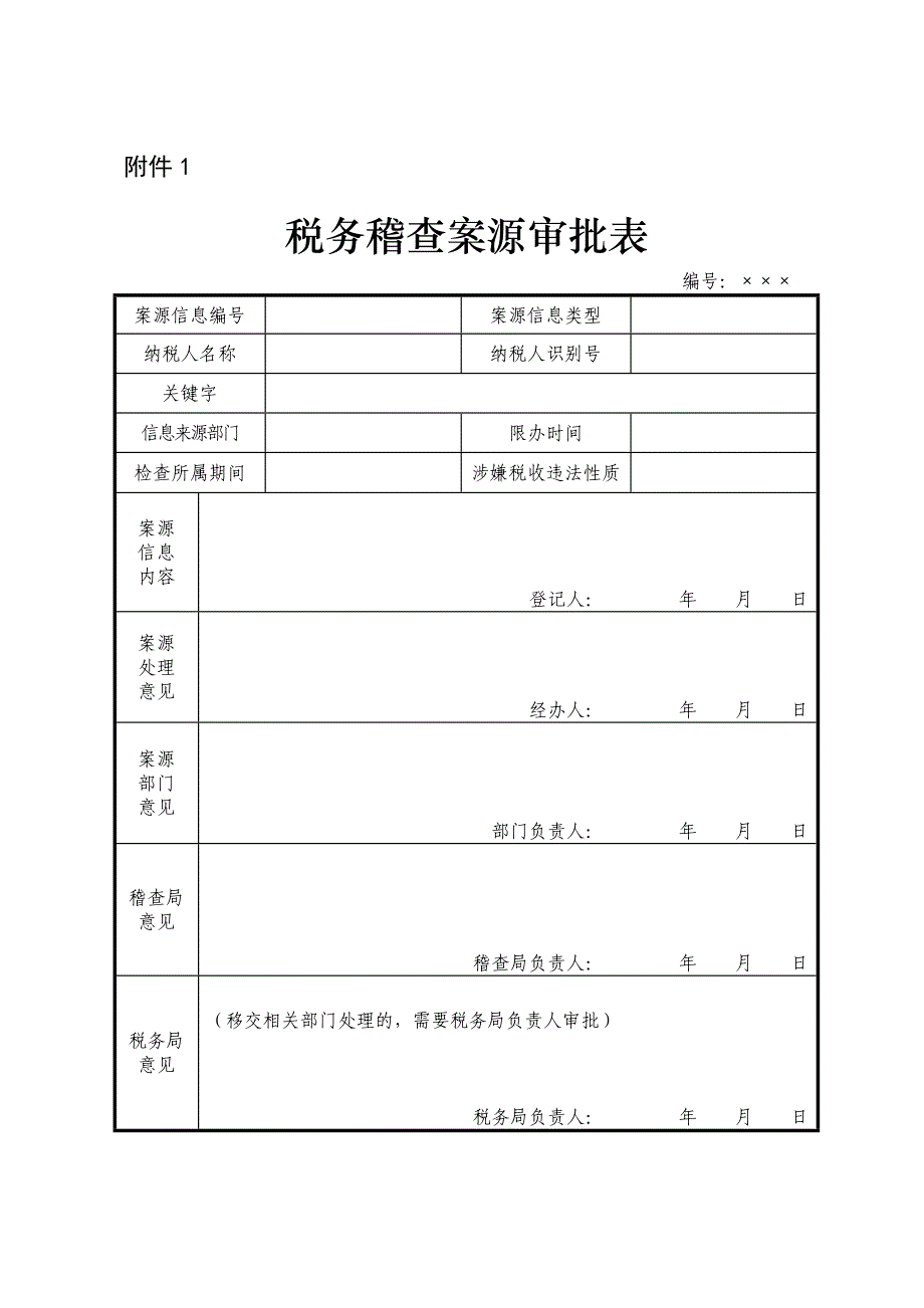 税务稽查案源审批表_第1页