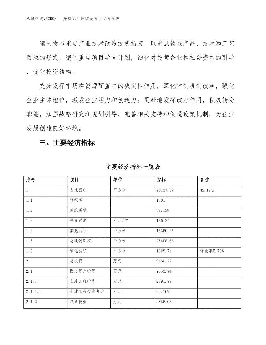 （模板）分筛机生产建设项目立项报告_第5页