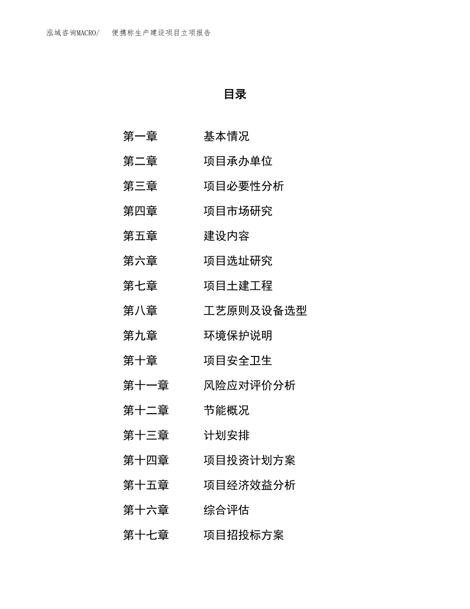 （模板）便携称生产建设项目立项报告_第1页