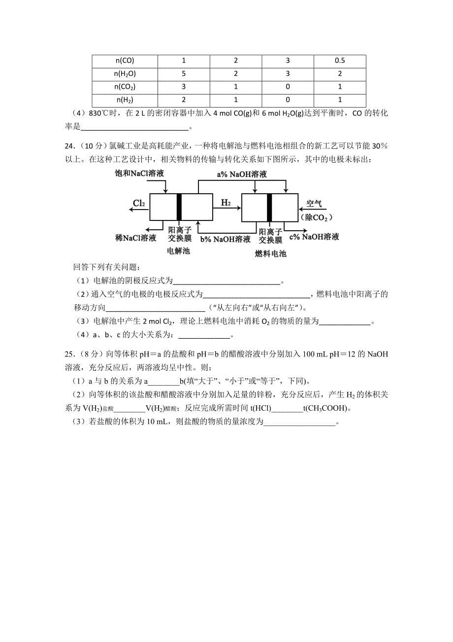 2012年高二下学期化学期中试卷_第5页