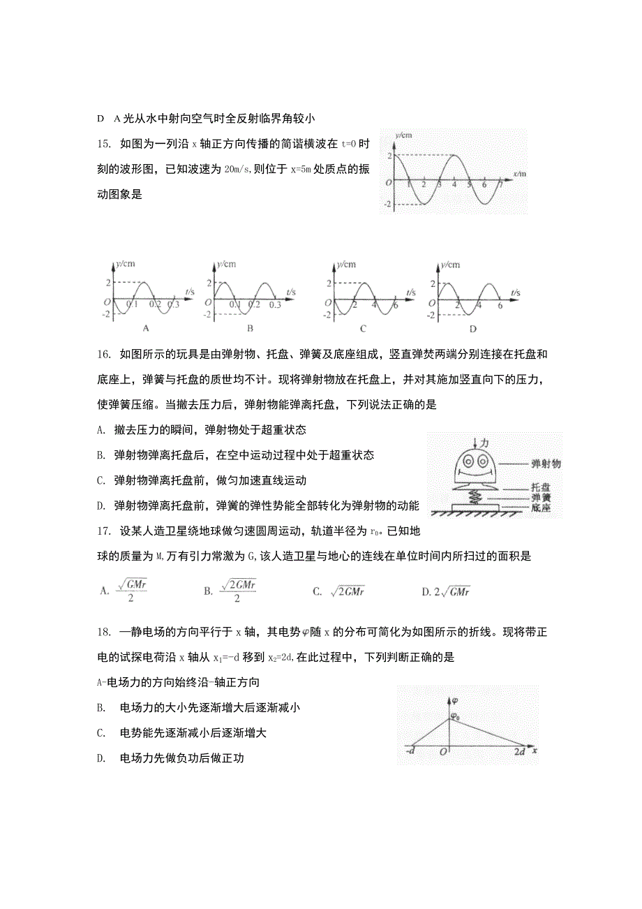 2012福建省高三质检理综物理试卷_第2页