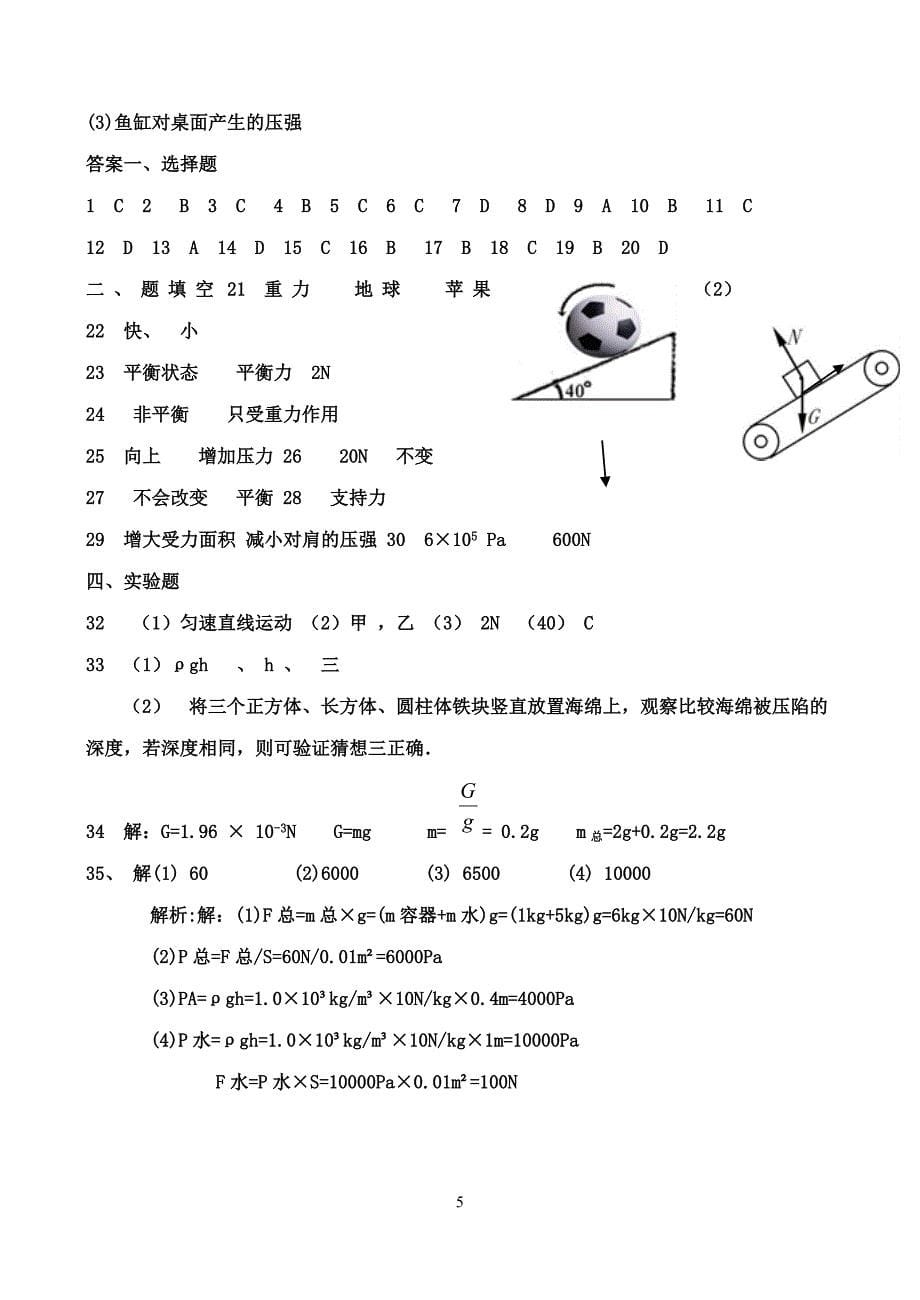 2018八年级物理下册期中测试卷及答案_第5页