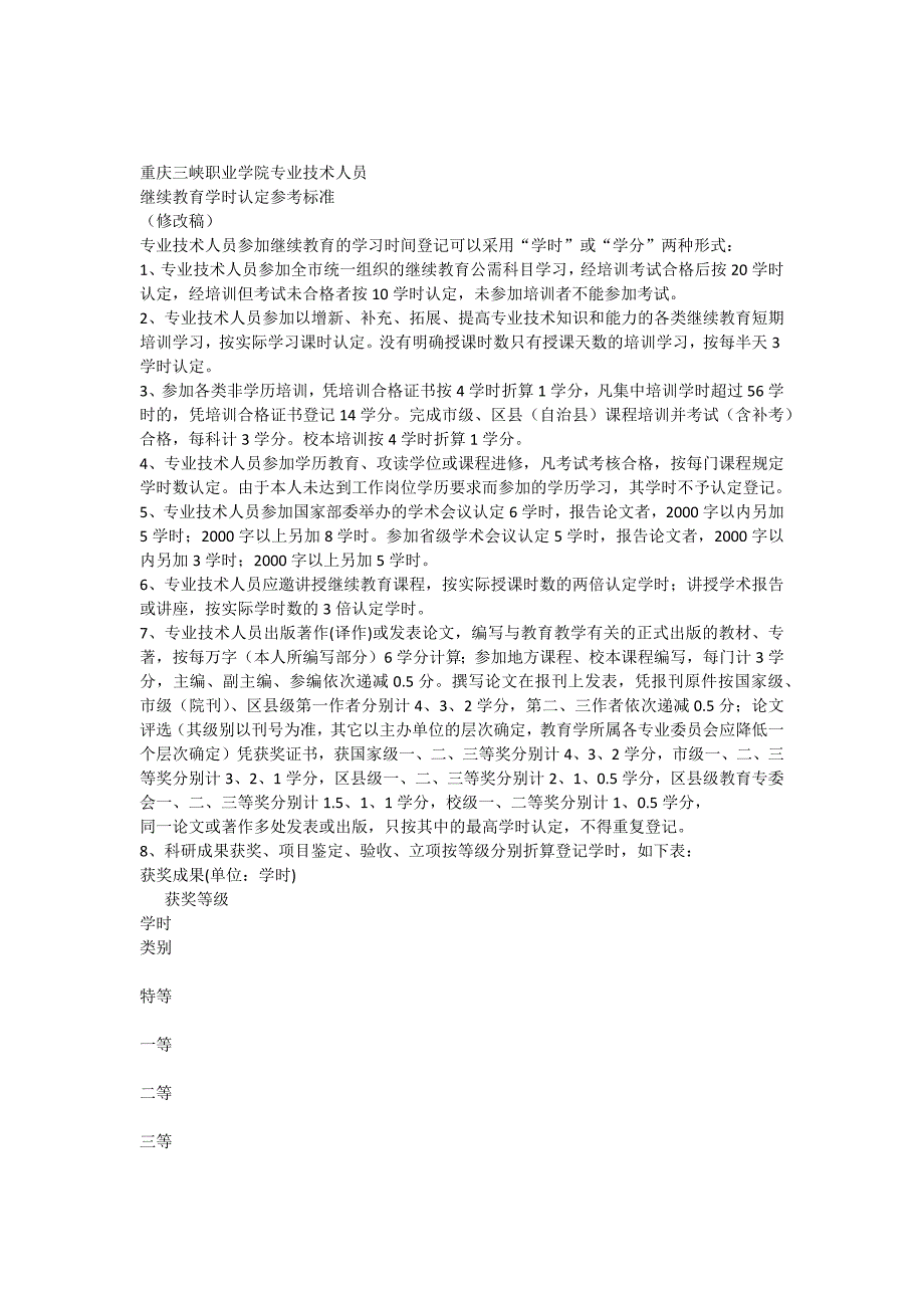 继续教育学时认定参考标准_第1页