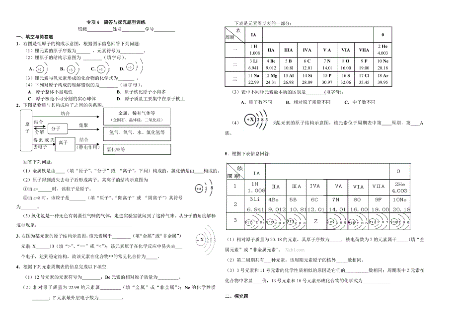 2011九年级化学期末专项练习4-简答探究练习_第1页