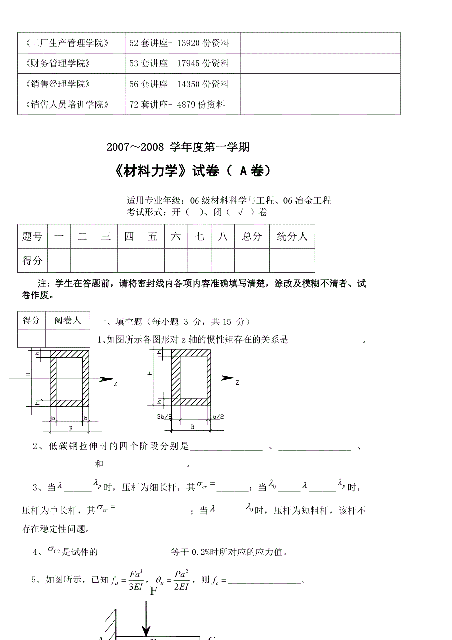 《材料力学》考试试卷_第2页