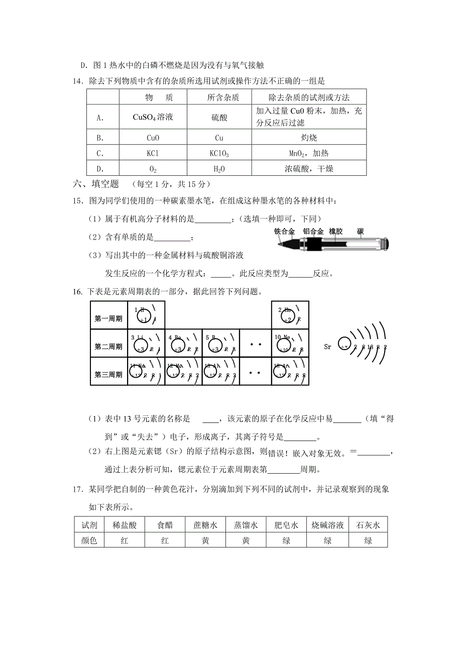 2014初中会考化学适应性试卷_第3页