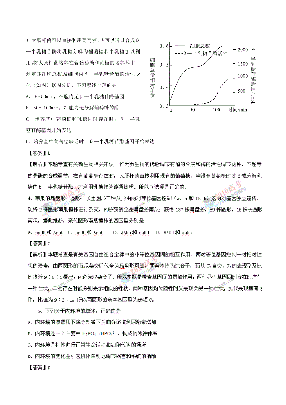 2010年高考理综（安徽卷）全解析（生物部分）_第2页