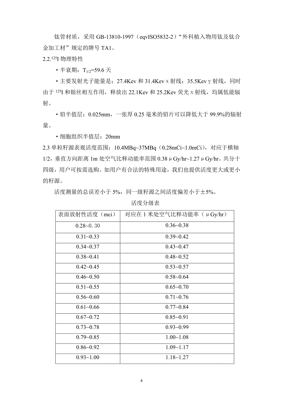 碘125I植入治疗密封籽源使用安全说明-君安药业有限公司_第4页