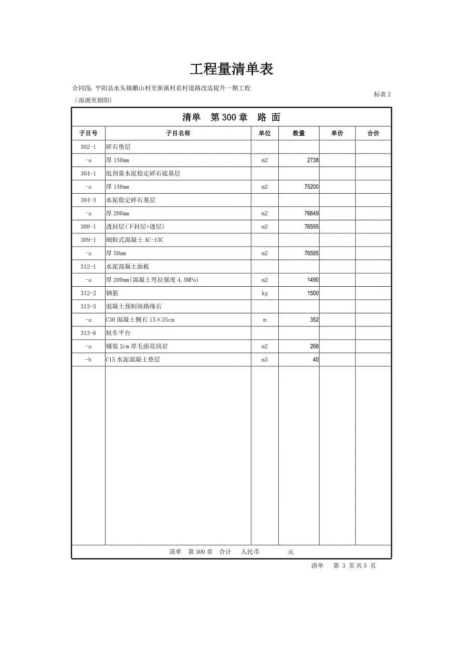 平阳县水头镇鹏山村至新溪村农村道路改造提升一期工程(南_第5页