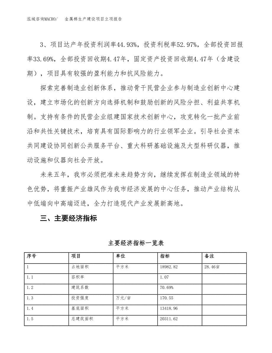 （模板）金属棉生产建设项目立项报告_第5页