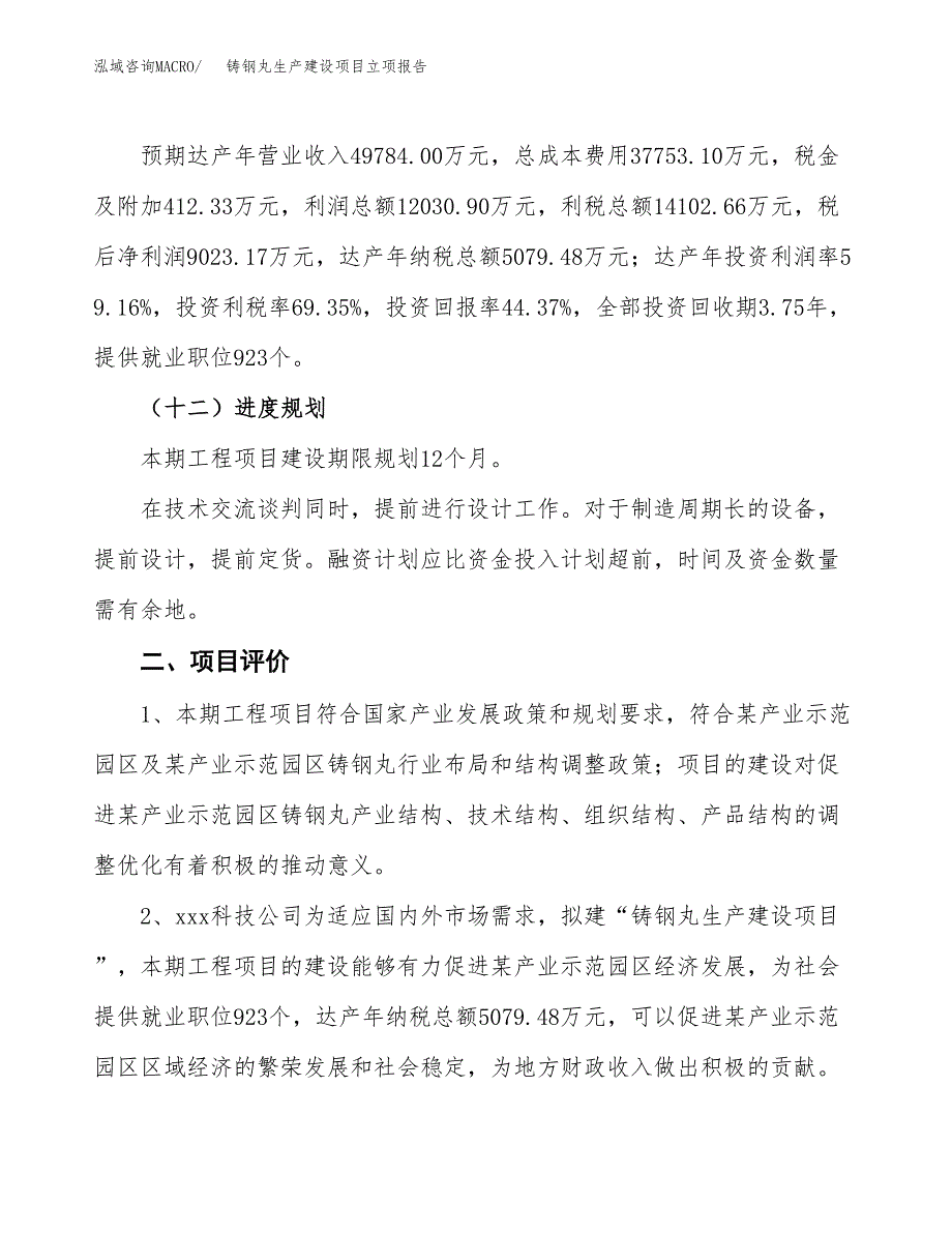 （模板）铸钢丸生产建设项目立项报告_第4页