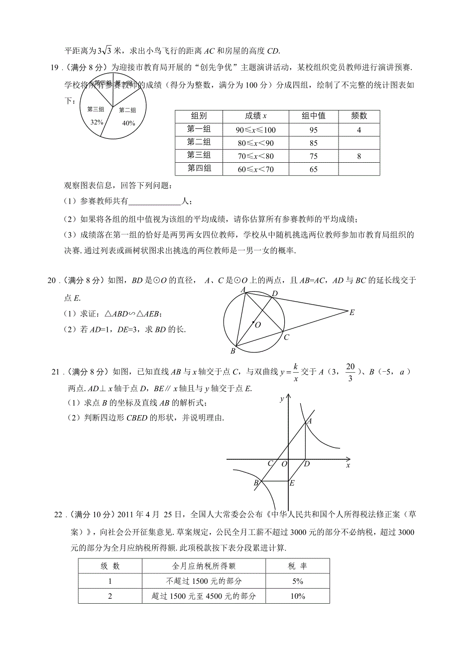 2011年中考数学试题及解析171套湖北潜江仙桃天门江汉油田_第3页