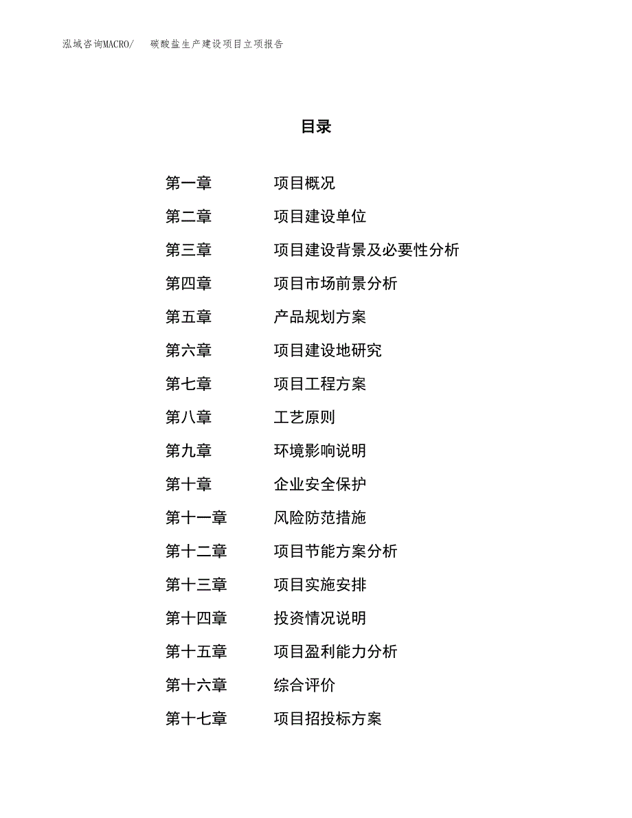 （模板）碳酸盐生产建设项目立项报告_第1页