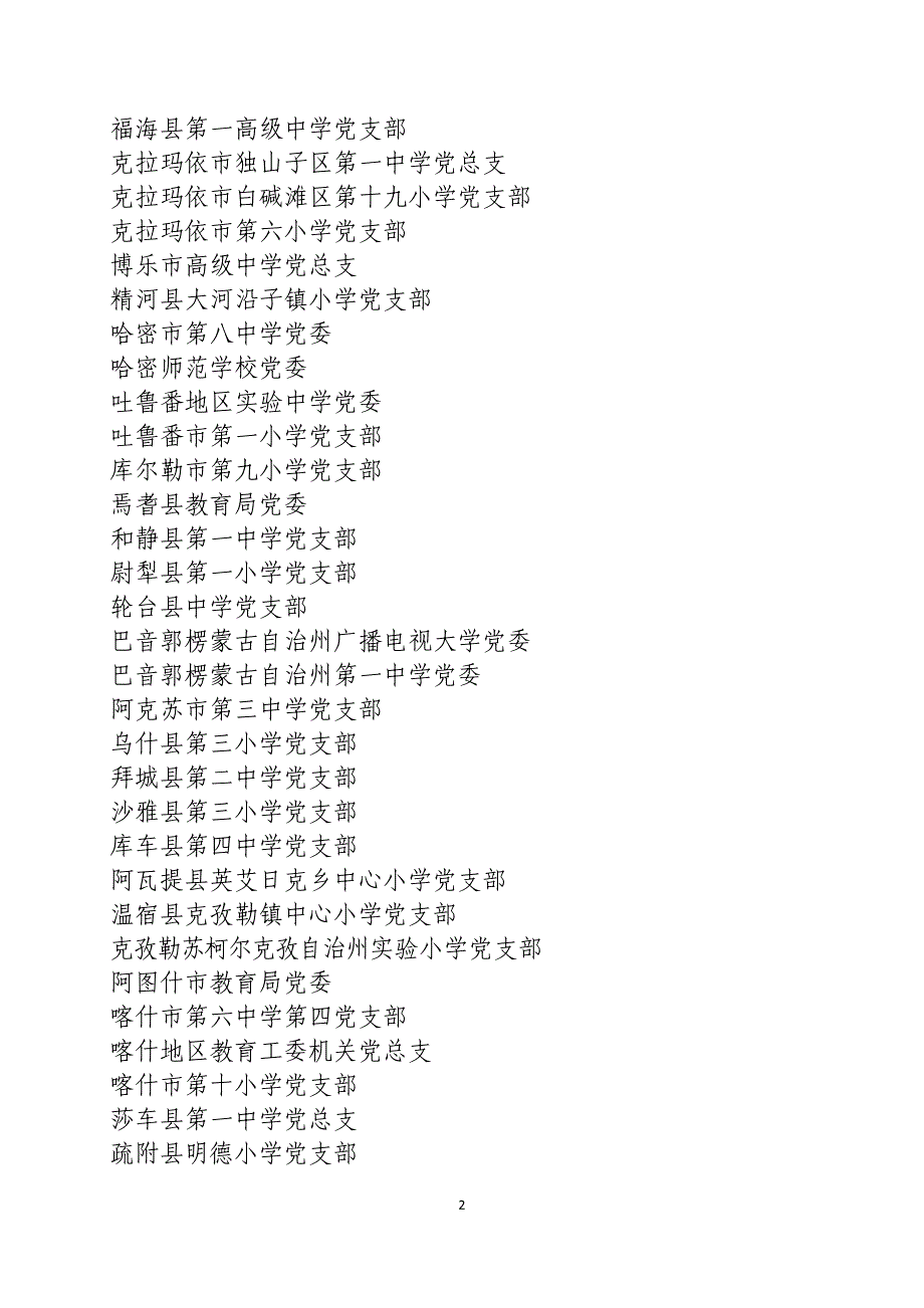 自治区教育系统七一表彰先进基层党组织-新疆维吾尔自治区教育厅_第2页