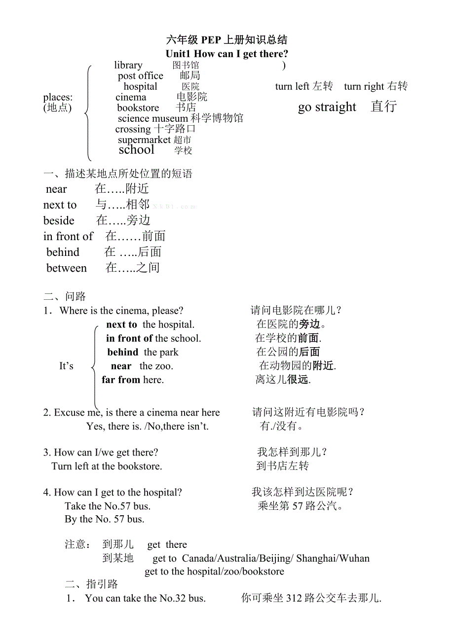 2014―2015新版pep小学英语六年级上册1-6单元知识点总结_第1页