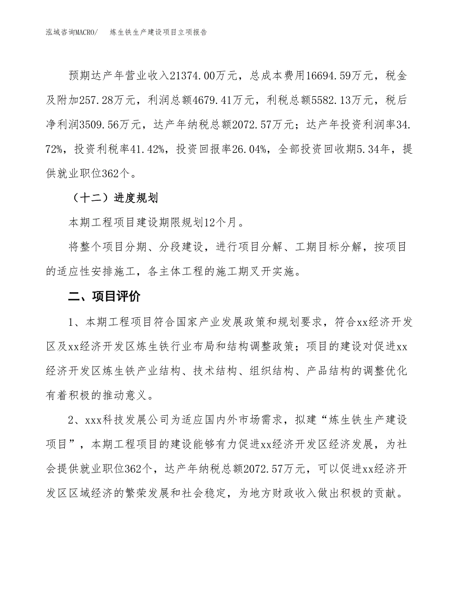 （模板）炼生铁生产建设项目立项报告_第4页