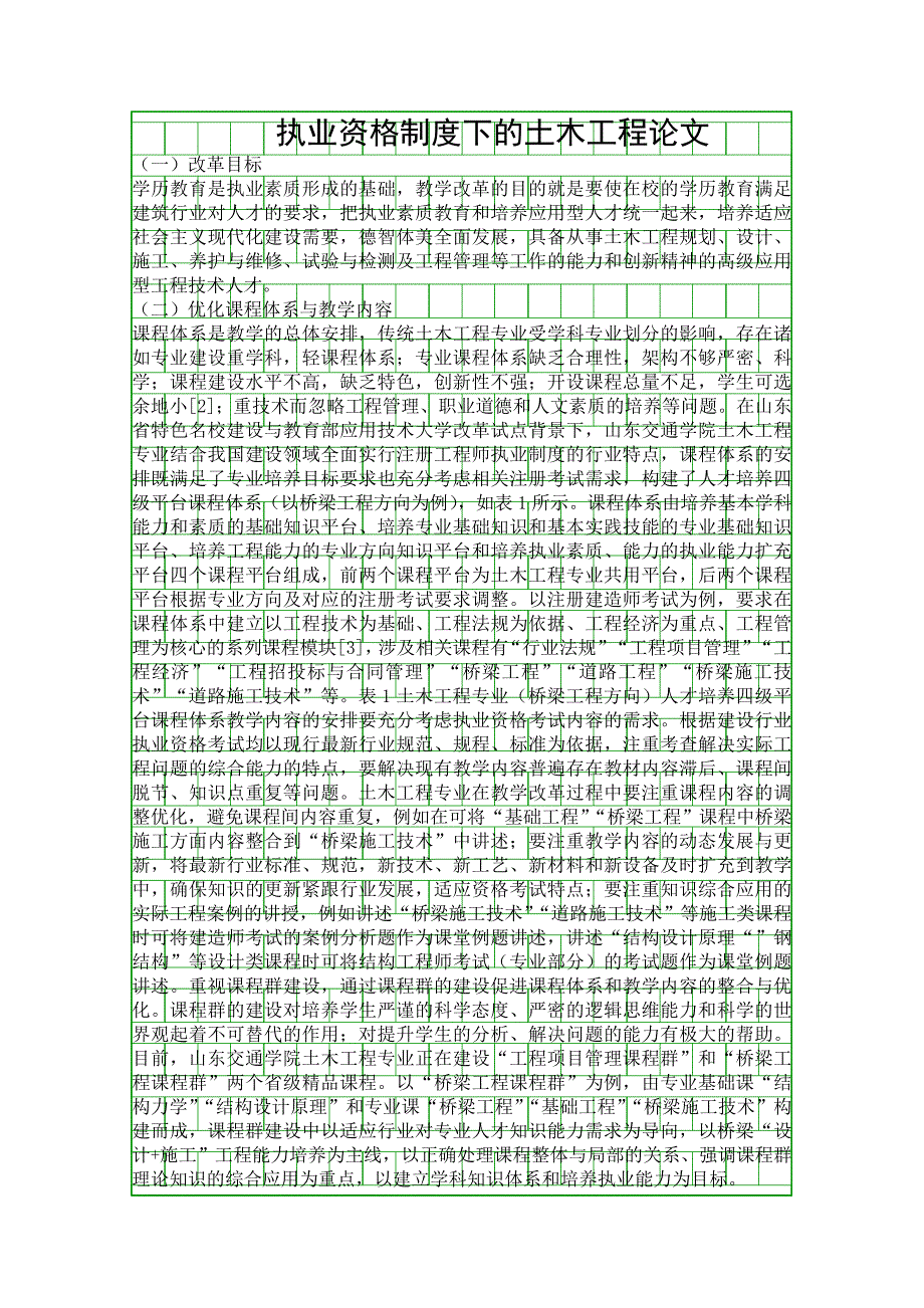 执业资格制度下的土木工程论文精品资料_第1页