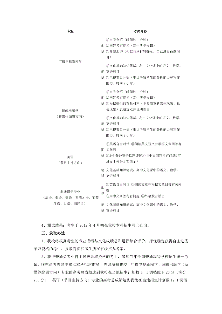 中国传媒大学年度自主选拔录取招生简章_第3页