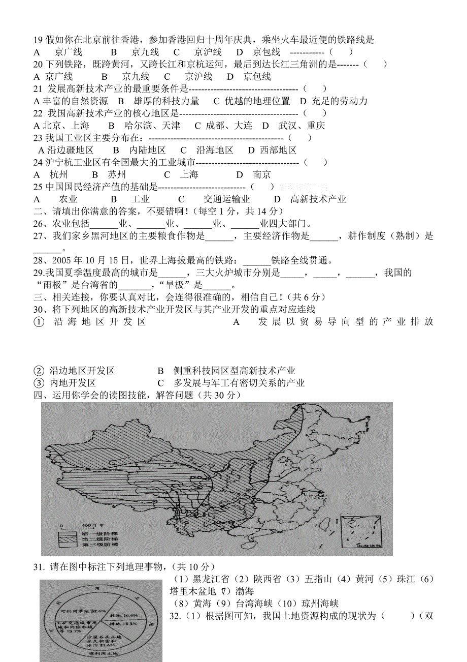 2011―2012年八年级地理学业水平测试卷_第2页