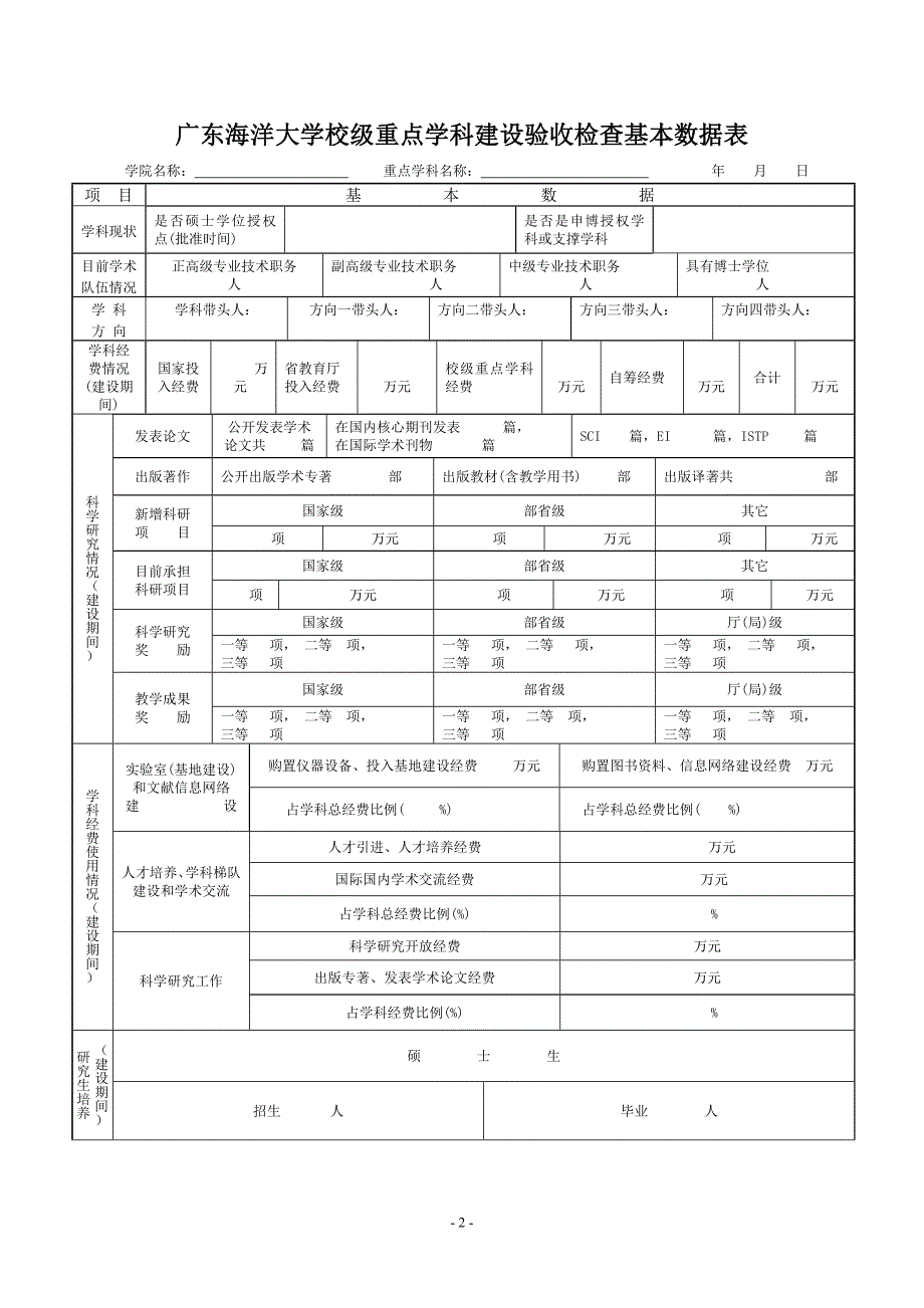 广东海洋大校级重点学科建设总结验收检查表(1)_第2页