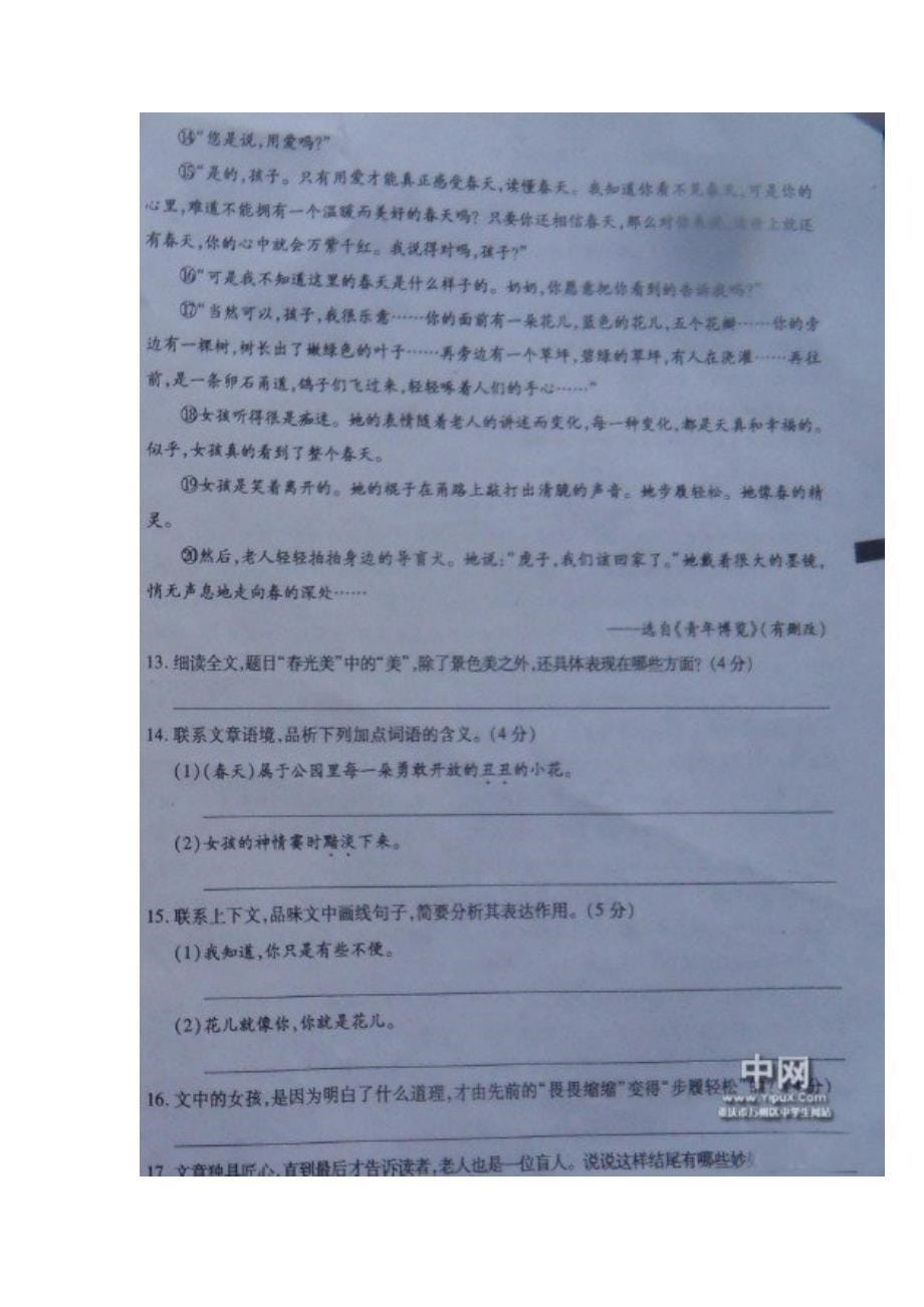 2012年重庆市中考语文试题_第5页
