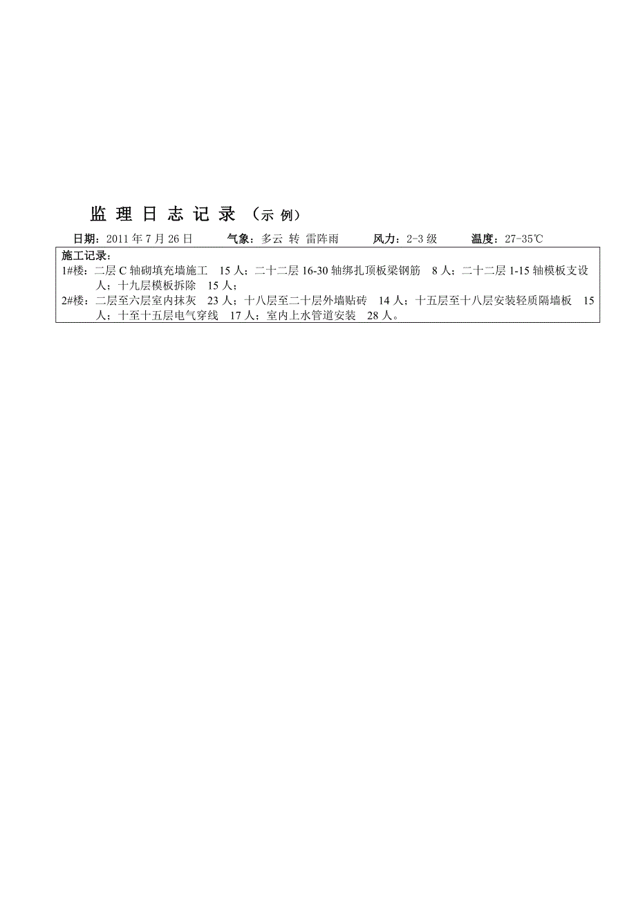 监理日志记录示例【精选文档】_第1页