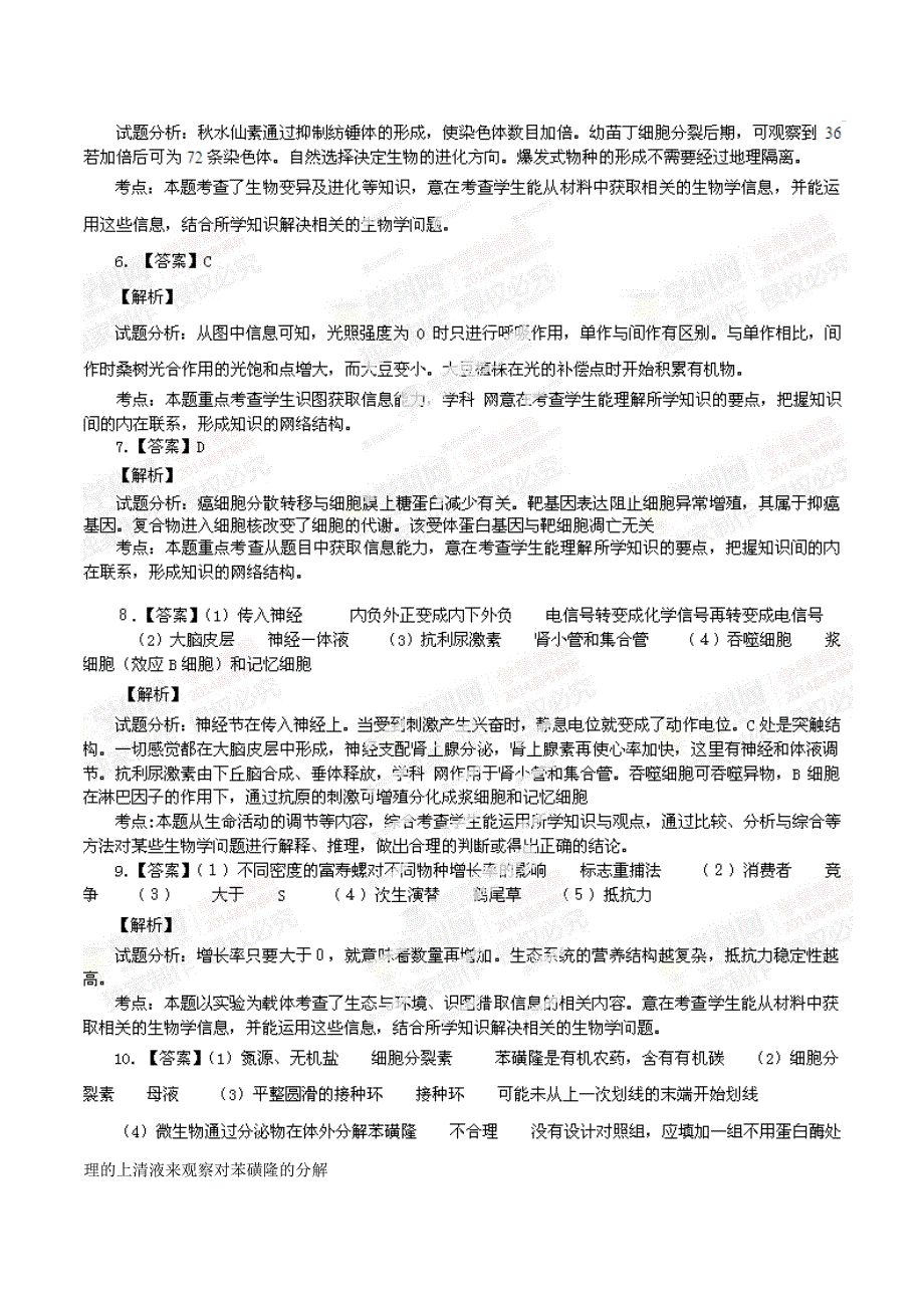 2014四川省高考理综生物答案解析_第2页