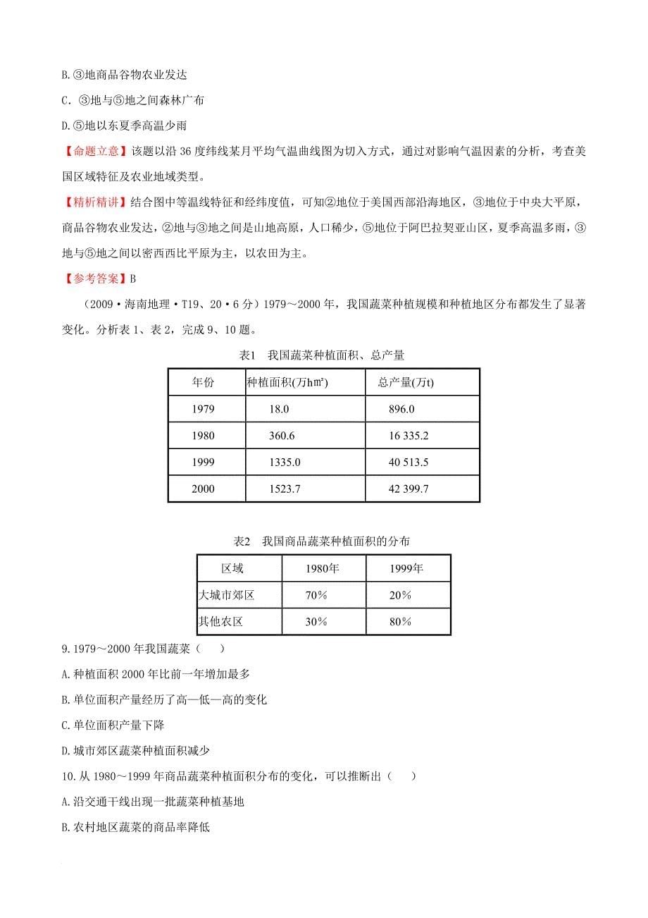 农业区位与农业地域类型考试试题_第5页