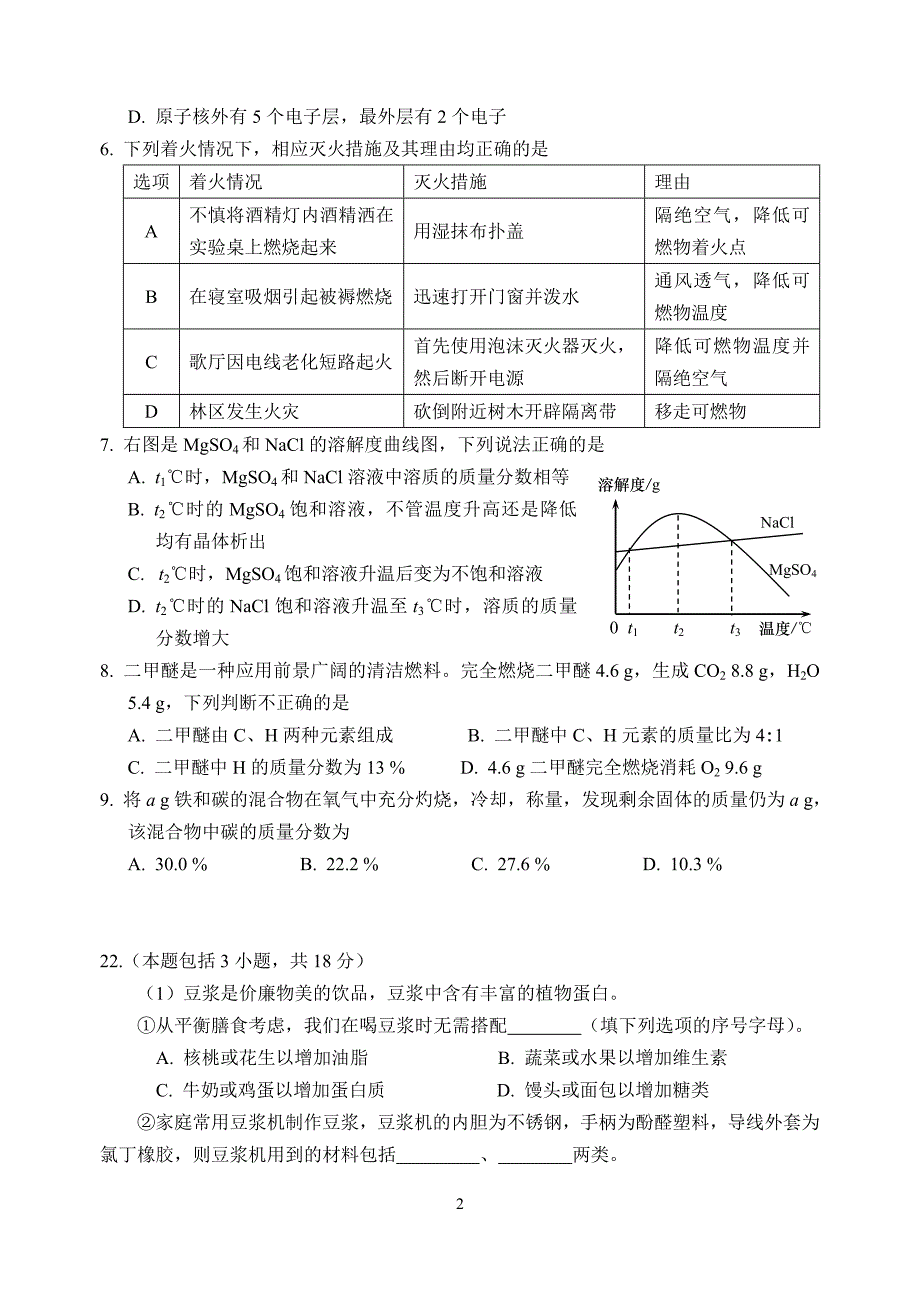 绵阳市中考化学试题及答案_第2页