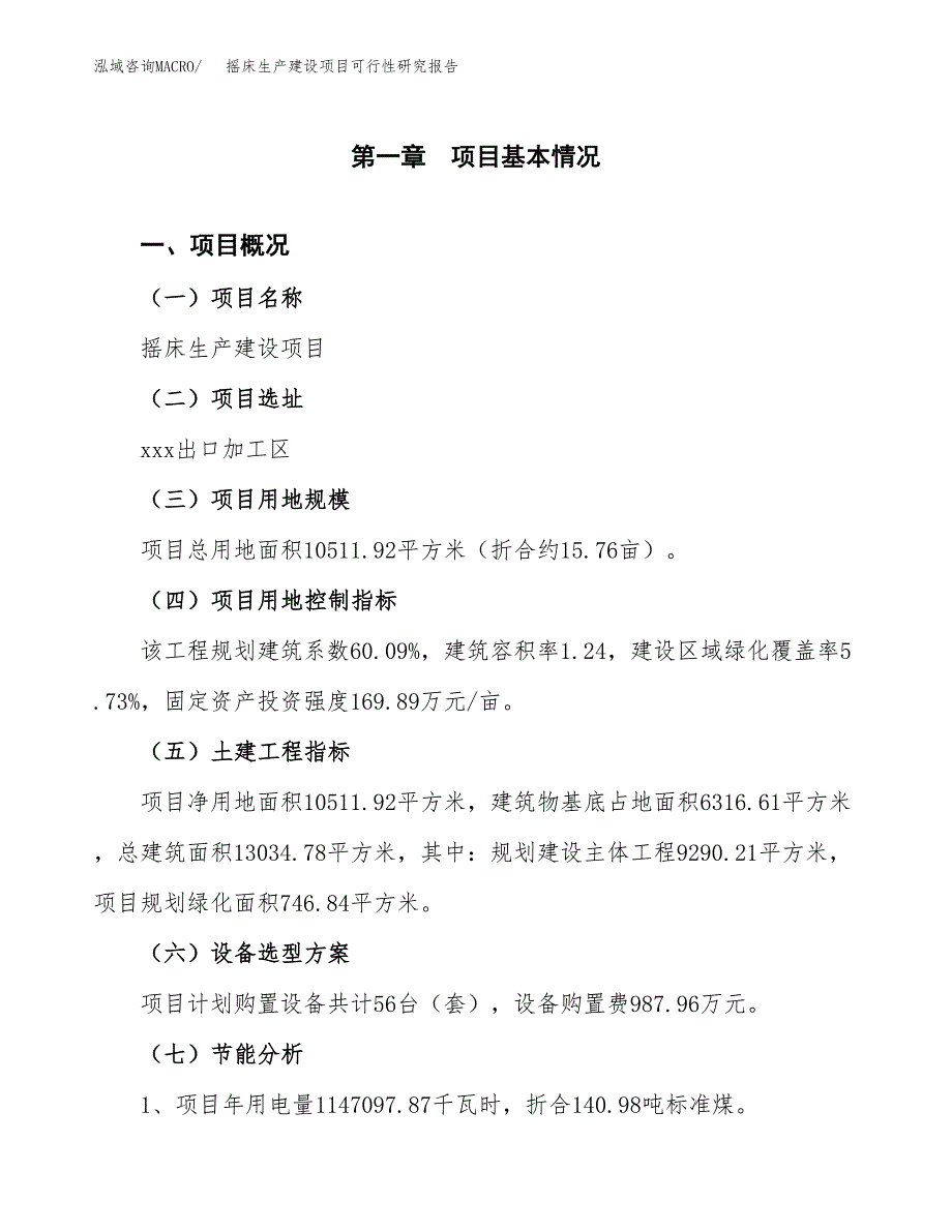 范文摇床生产建设项目可行性研究报告_第4页