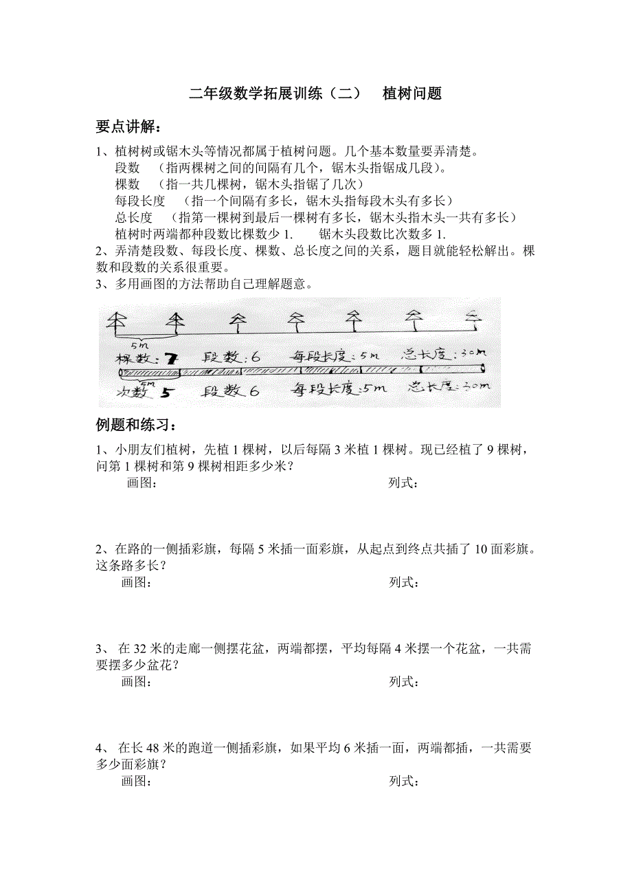 (精选10课)二年级数学拓展训练(二)植树问题_第1页