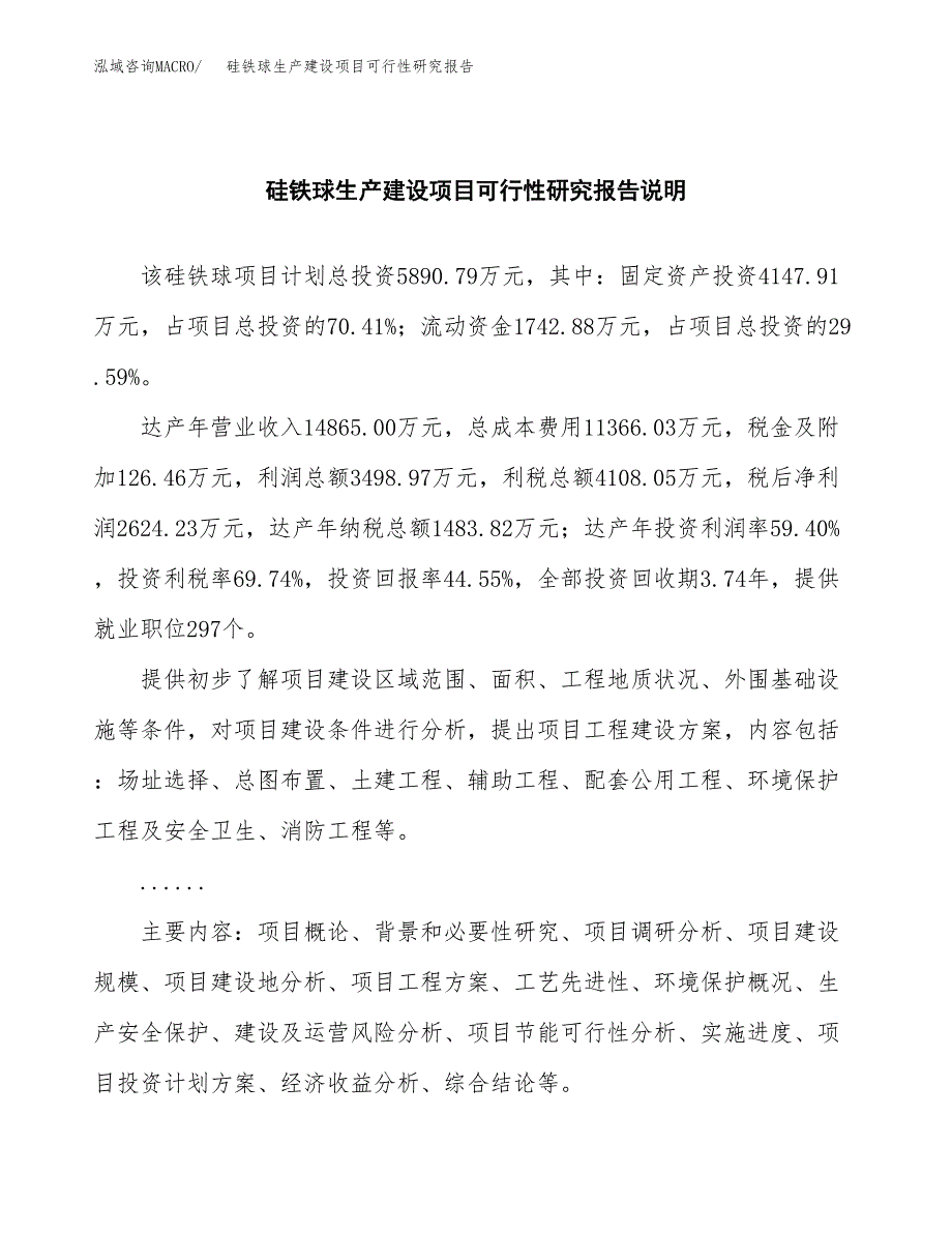 范文硅铁球生产建设项目可行性研究报告_第2页