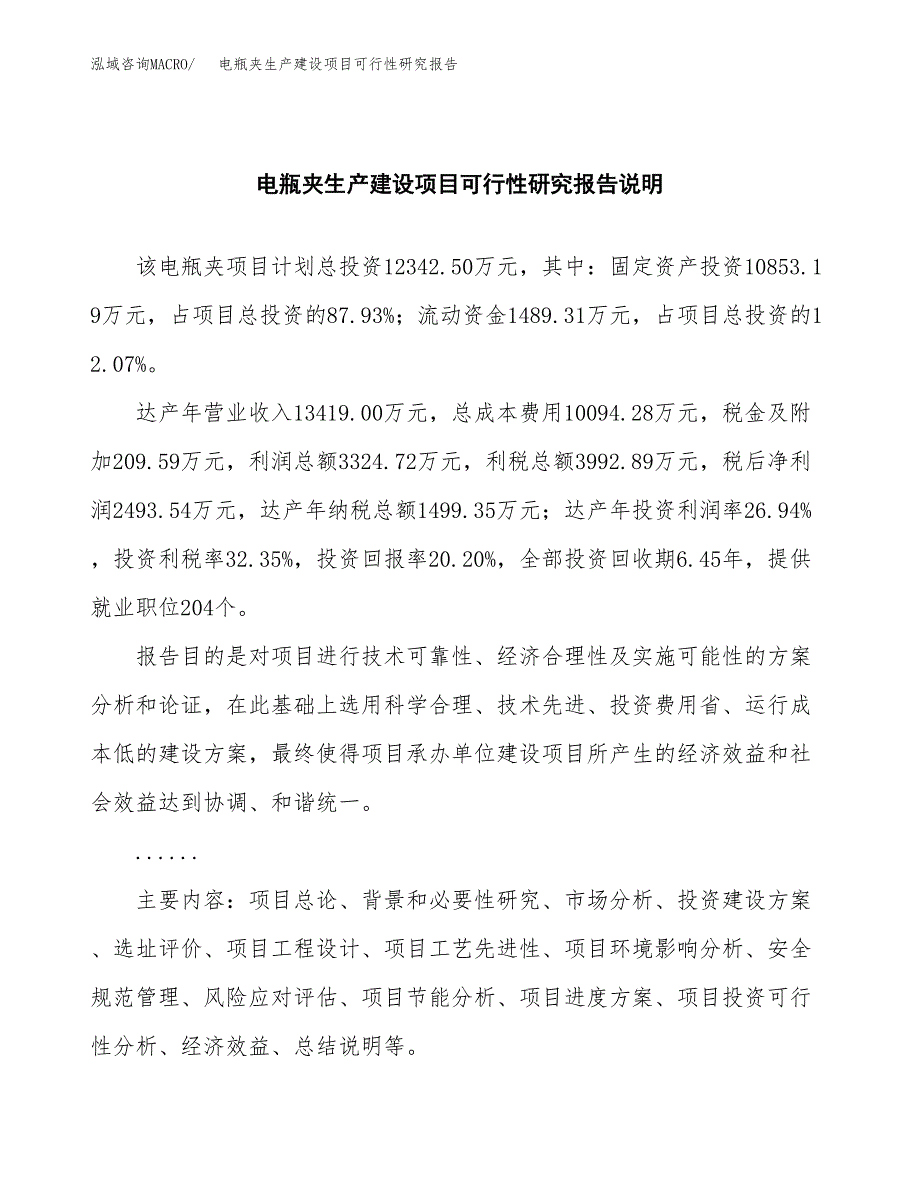 范文电瓶夹生产建设项目可行性研究报告_第2页