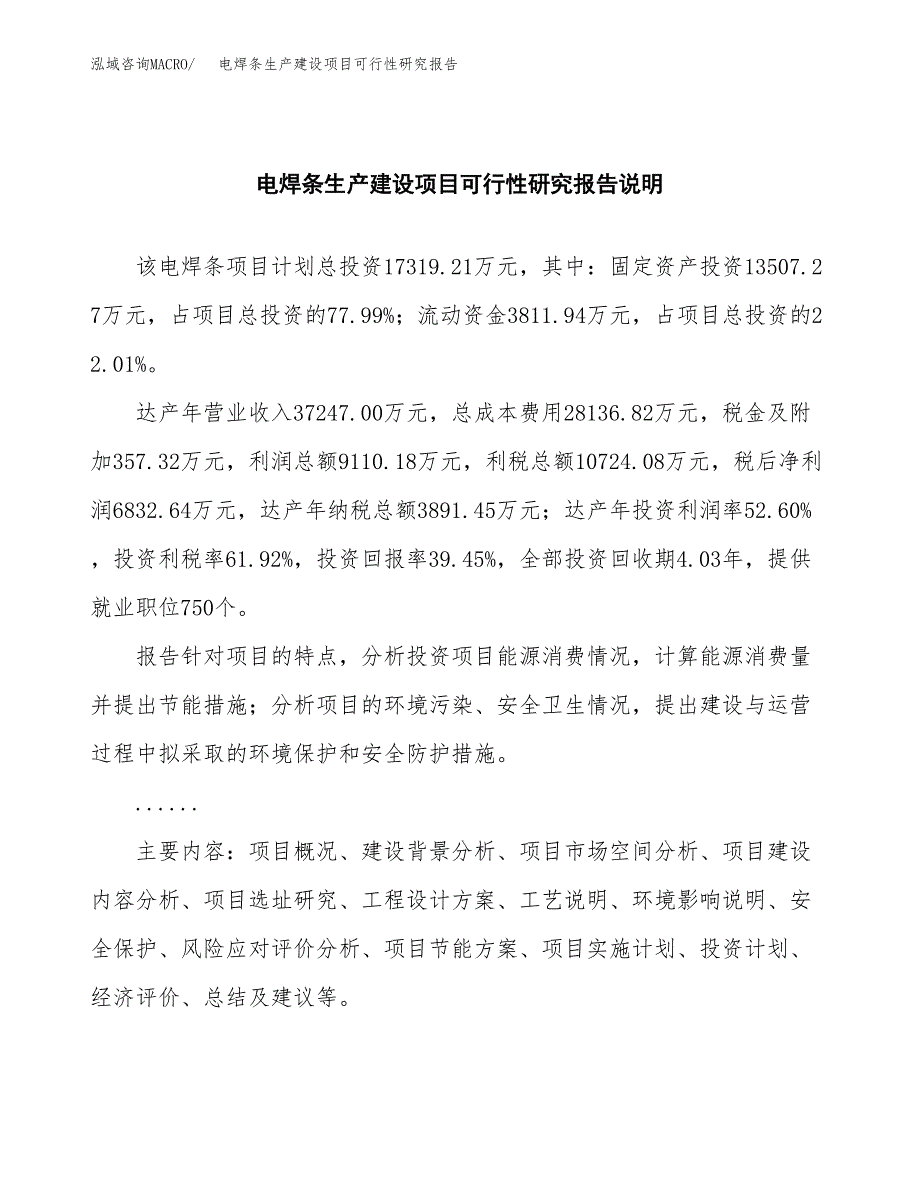 范文电焊条生产建设项目可行性研究报告_第2页