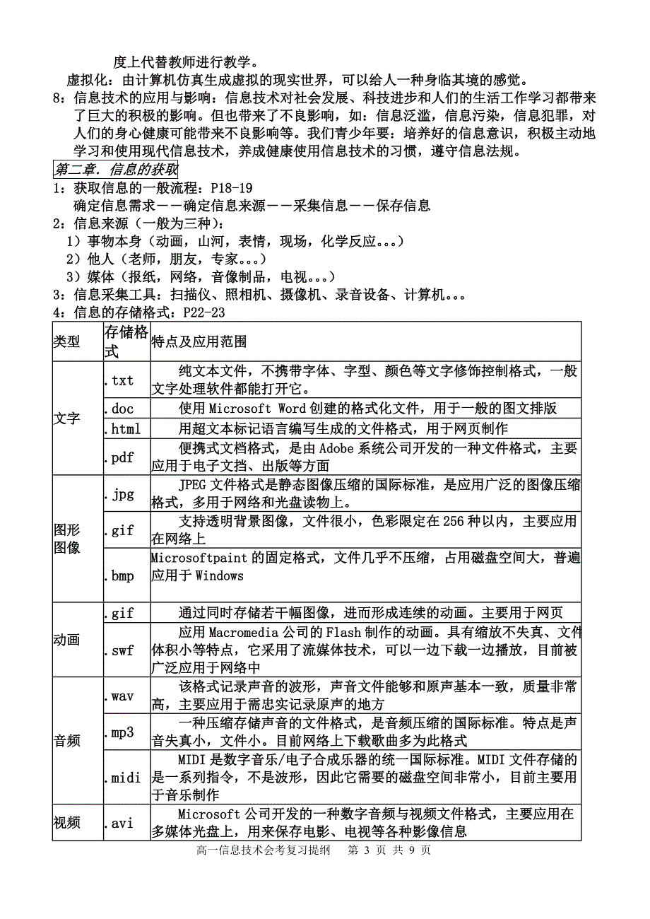 高一信息会考复习知识提纲-《信息技术基础》-《数据管理技术资料_第3页